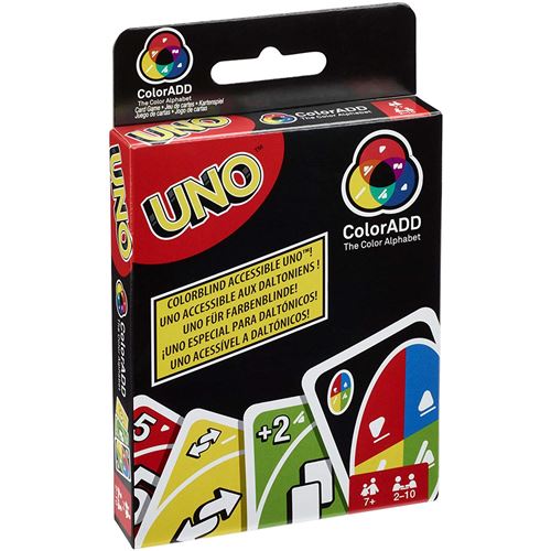 Aperçu des cartes UNO ColorADD avec symboles